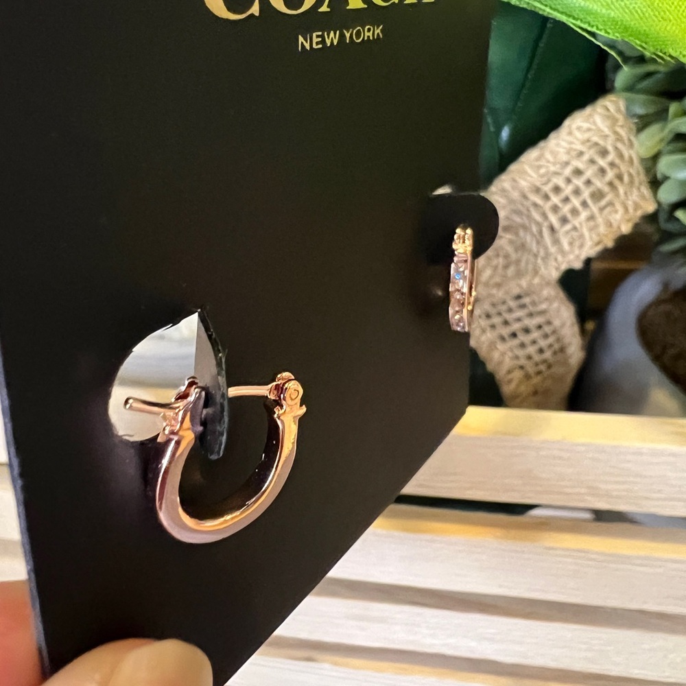 Coach Rose Gold Huggie Hoop Earrings - Picture 2 of 4